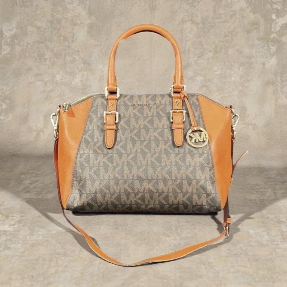 Michael Kors Gray and Tan Satchel